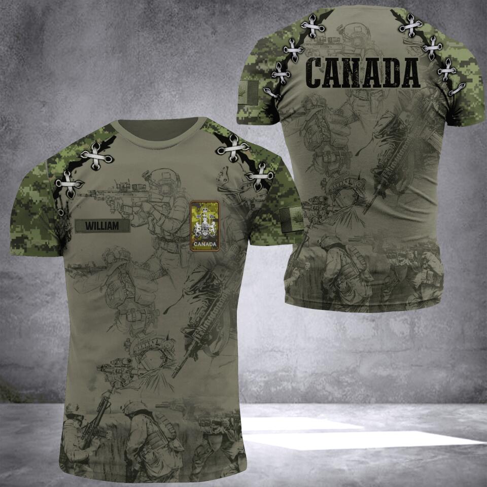 DH Personalized Canadian Veterans/Soldier Tshirt 3D Printed DT0406