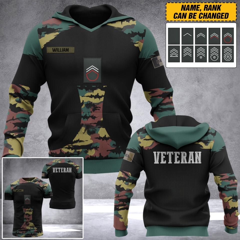 Personalized Belgium Veteran Camo Hoodie 3D Printed QTDT0706