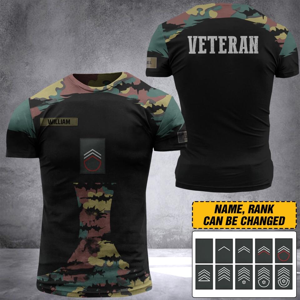 Personalized Belgium Veteran Camo Hoodie 3D Printed QTDT0706