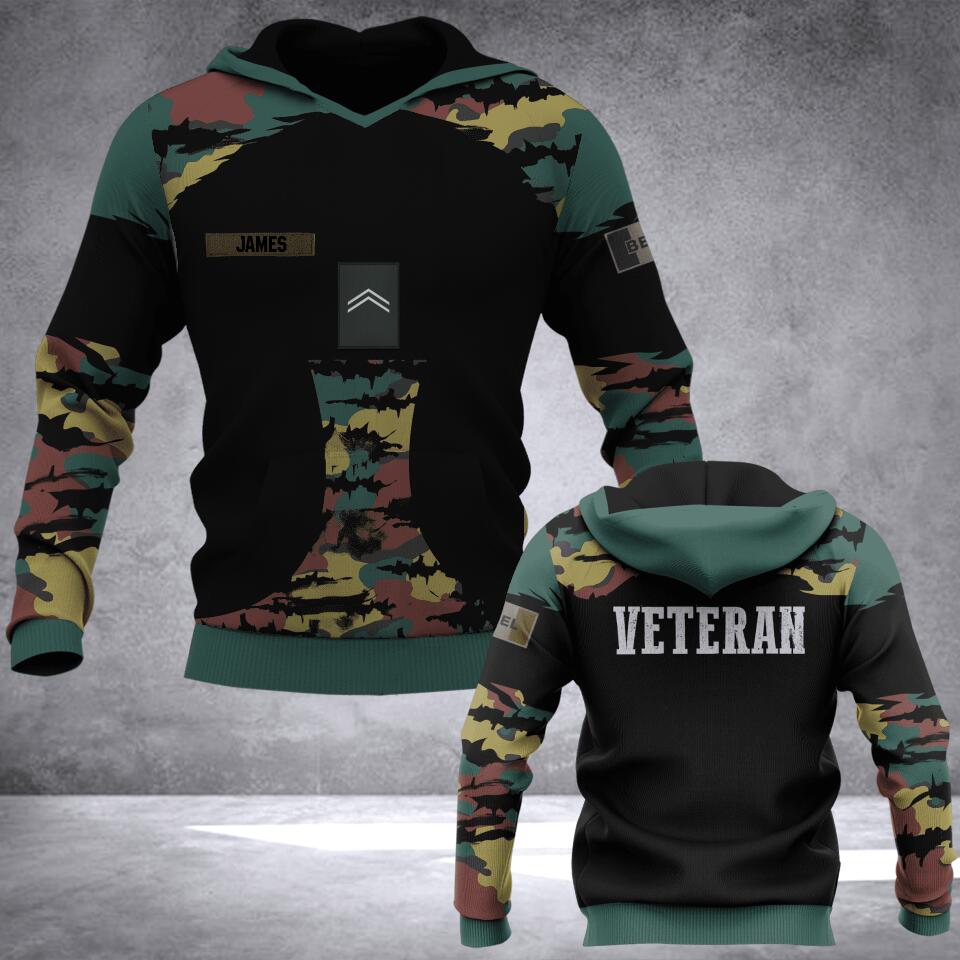 Personalized Belgium Veteran Camo Hoodie 3D Printed QTDT0706