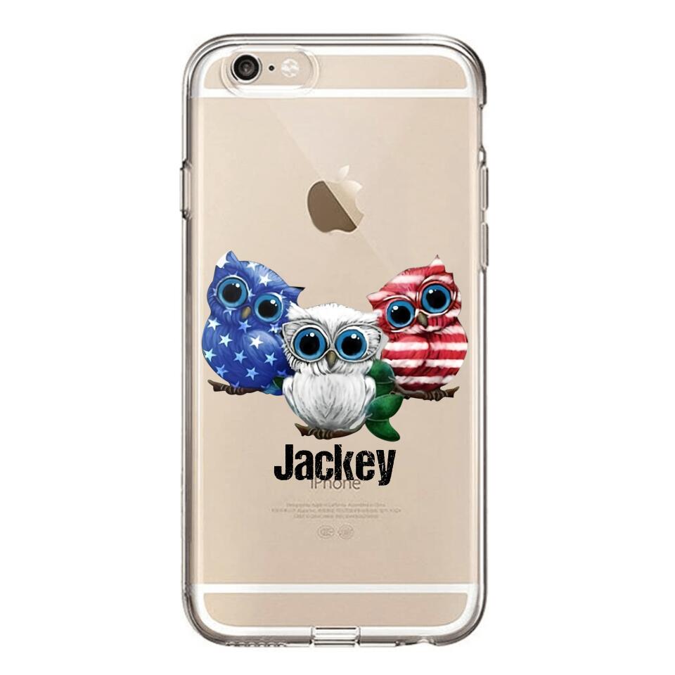 Personalized Owl Transparent Silicone Phonecase Printed NQHQ0606