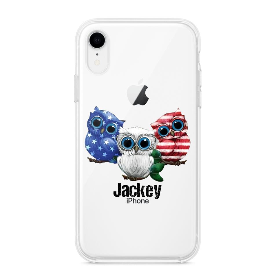 Personalized Owl Transparent Silicone Phonecase Printed NQHQ0606