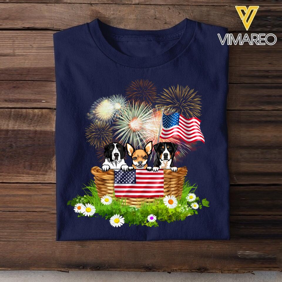 Personalized Dog Lovers US Flag Tshirt Printed NQHC0806