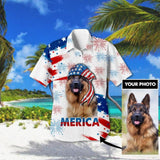 Personalized German Shepherd US Flag Hawaii Shirt Printed QTHC0806