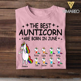 Personalized The Best Aunticorn Are Born In June Tshirt Printed QTDT1006