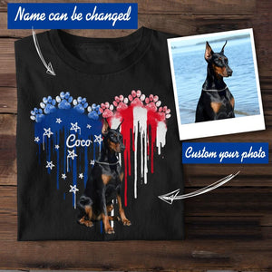 Personalized Doberman Dog Flag Independence Day Tshirt Printed 22JUL-HY10