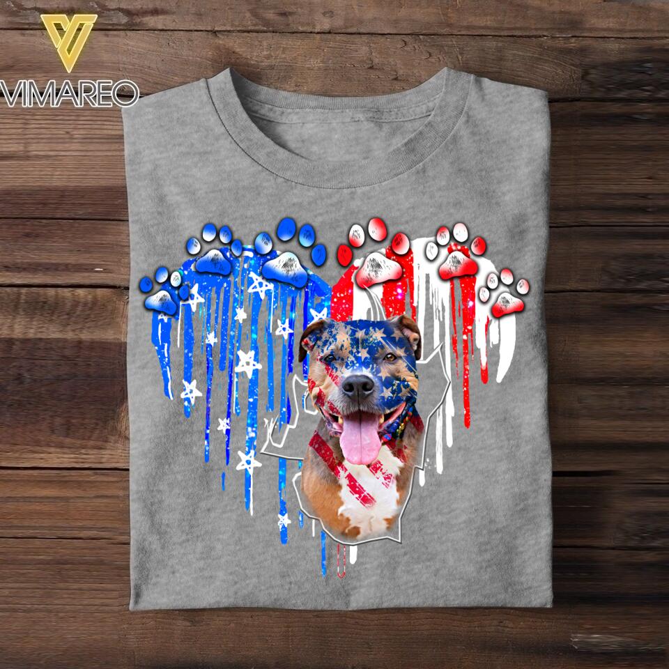 Personalized Pitbull Us Flag Tshirt Printed QTVQ1406