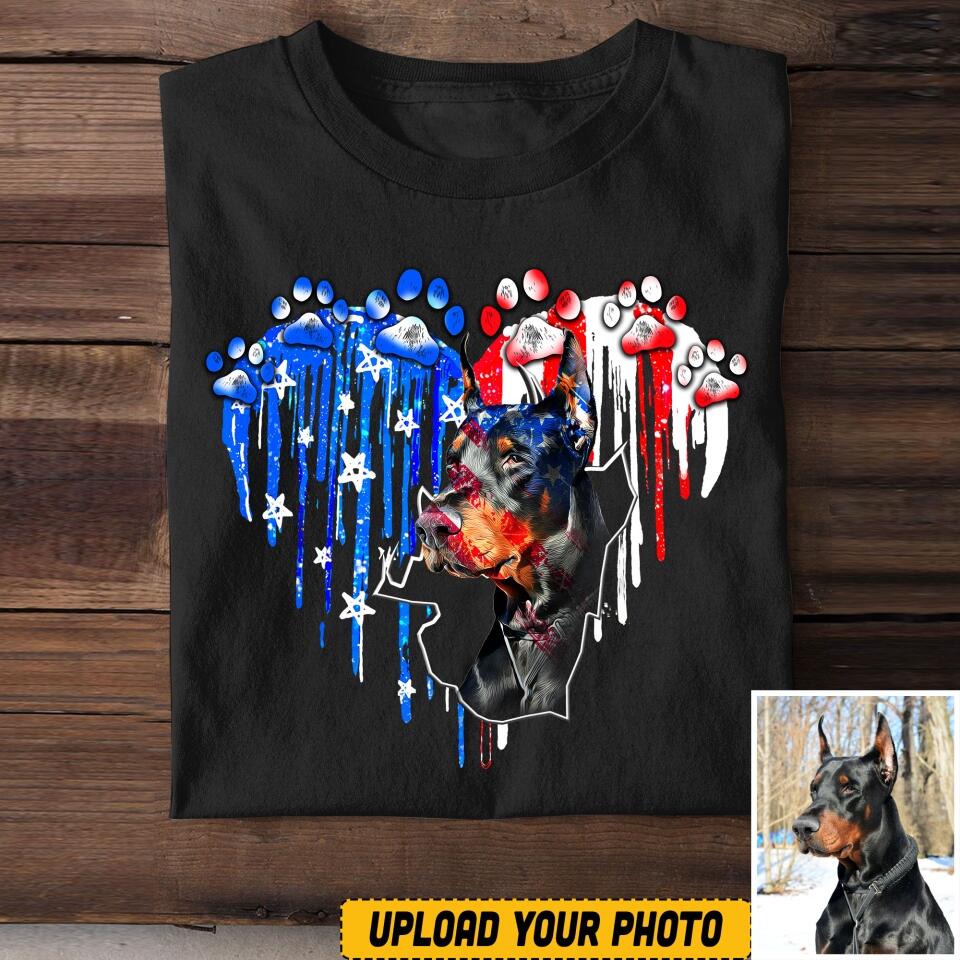 Personalized Doberman Us Flag Tshirt Printed QTVQ1406