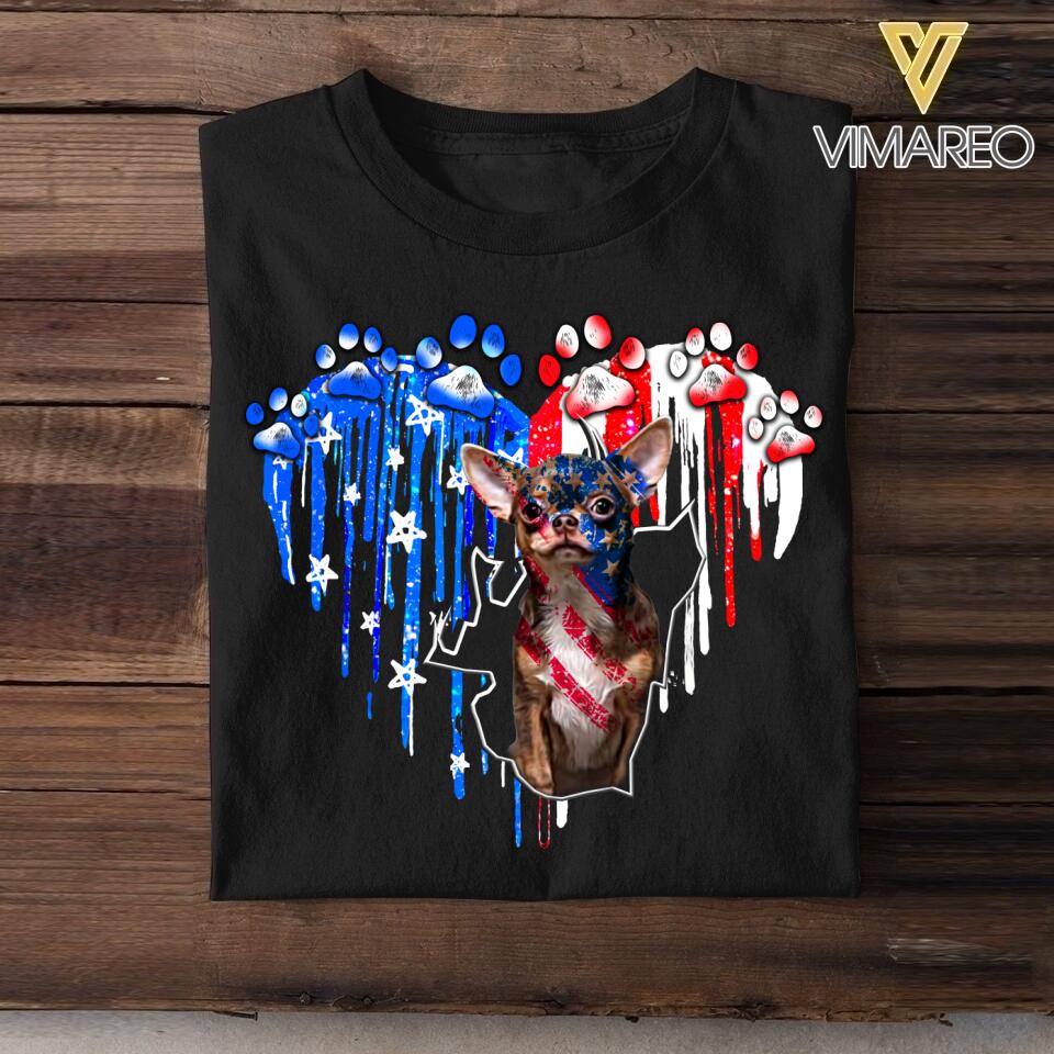 Personalized Chihuahua Us Flag Tshirt Printed QTVQ1406