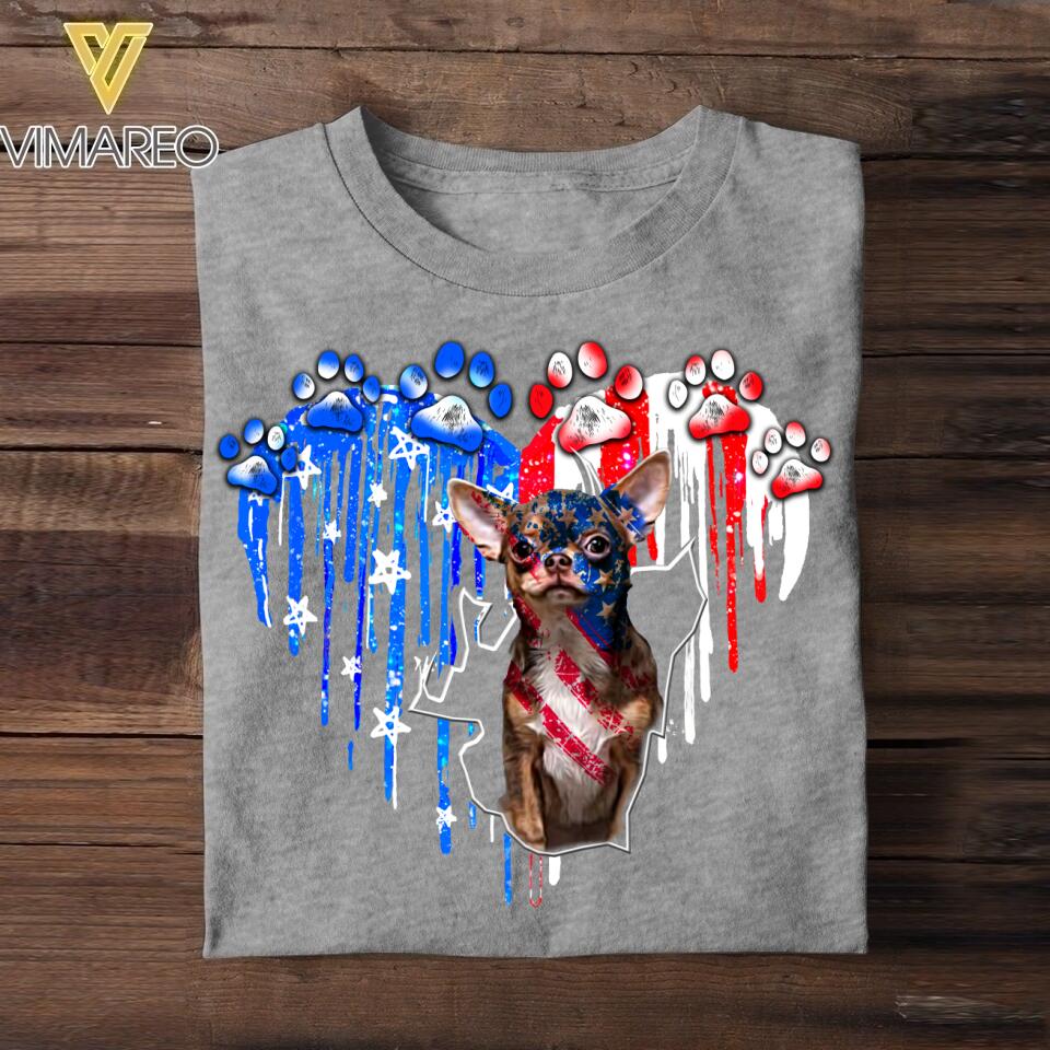 Personalized Chihuahua Us Flag Tshirt Printed QTVQ1406