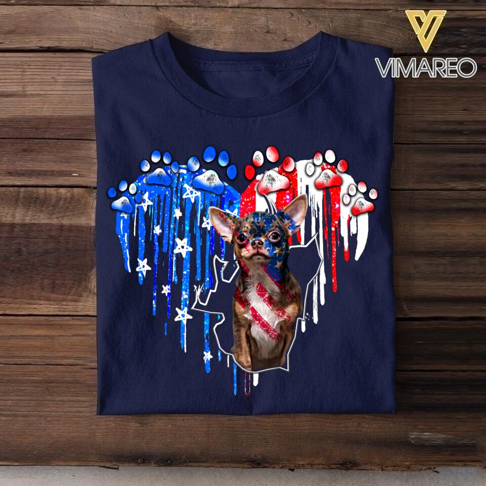 Personalized Chihuahua Us Flag Tshirt Printed QTVQ1406