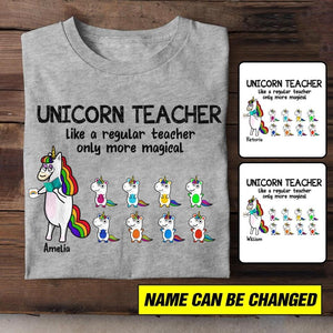 Personalized Unicorn Teacher Tshirt Printed 22JUL-HC14