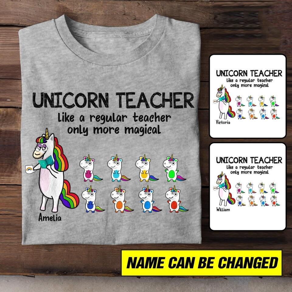 Personalized Unicorn Teacher Tshirt Printed 22JUL-HC14
