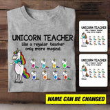 Personalized Unicorn Teacher Tshirt Printed 22JUL-HC14
