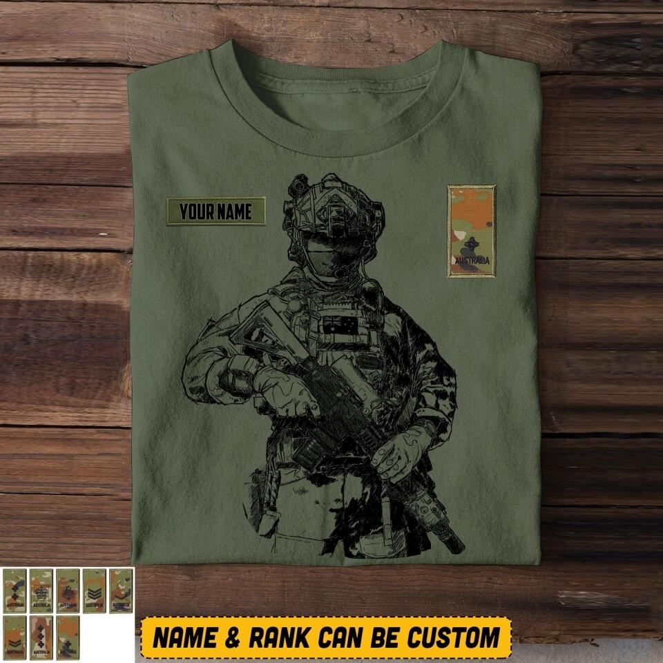 Personalized Australian Soldier/Veterans Tshirt Printed 22JUL-HQ15