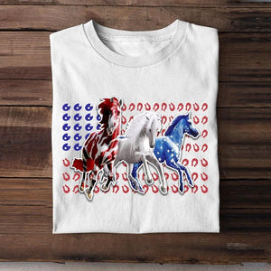 Personalized Three Horse Us Flag Tshirt Printed NQVQ1606