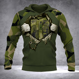Personalized Sweeden Soldier Name & Ranks Hoodie 3D Printed