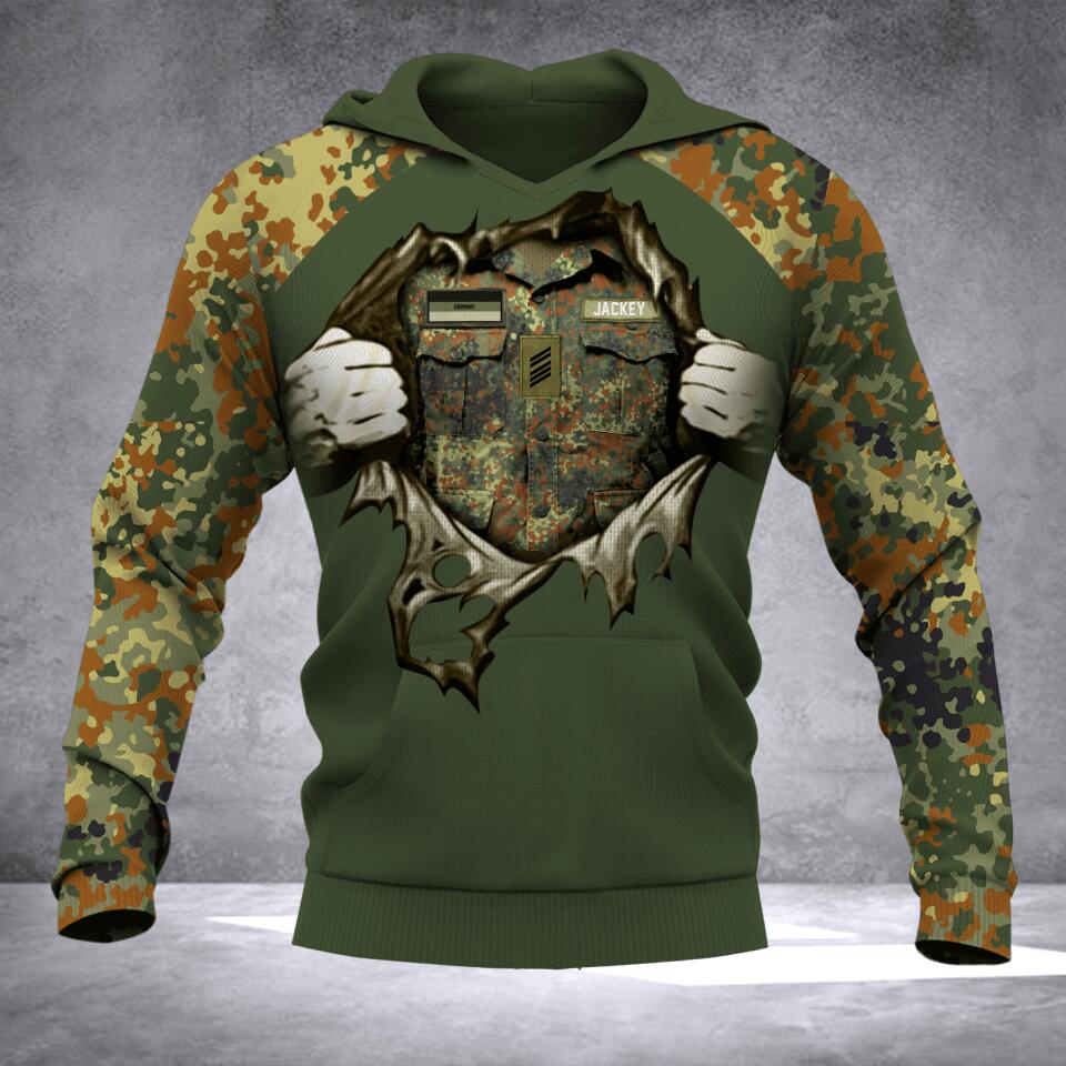 Personalized Gernan Soldier Name & Ranks Hoodie 3D Printed 22JUL-HQ17
