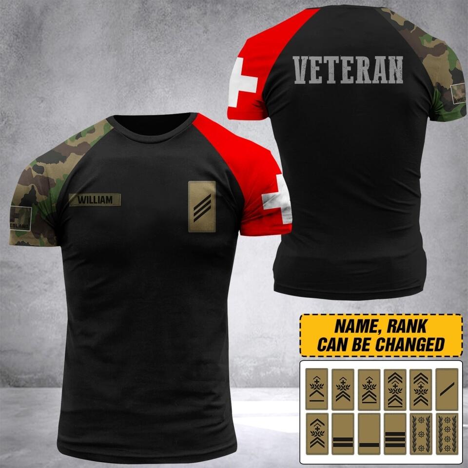 Personalized Swiss Veteran/ Solider Tshirt 3D Printed QTDT1706