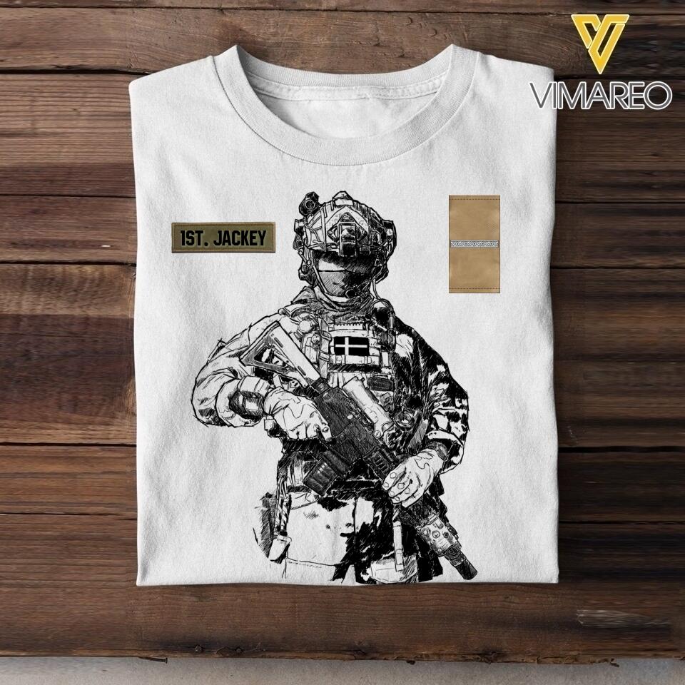 Personalized Danish Soldier/Veterans Tshirt Printed 22JUL-HQ18