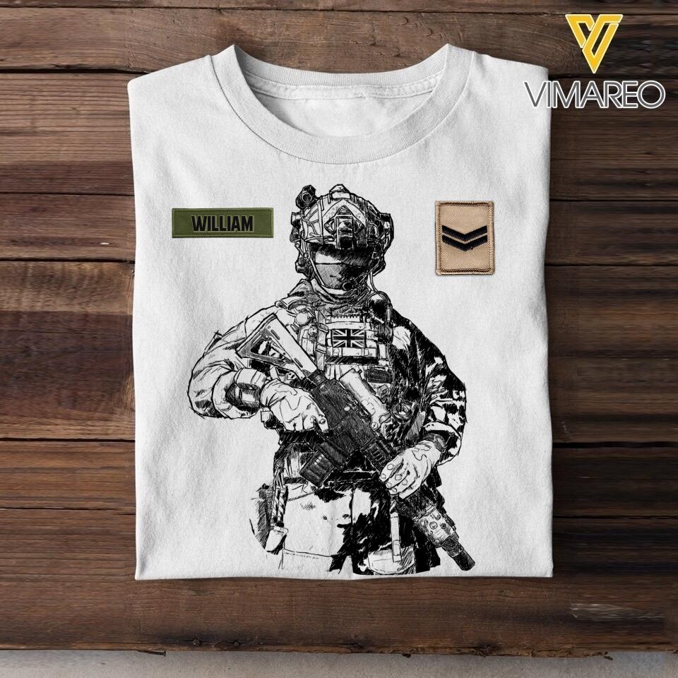 Personalized British Soldier/Veterans Tshirt Printed 22JUL-HQ15