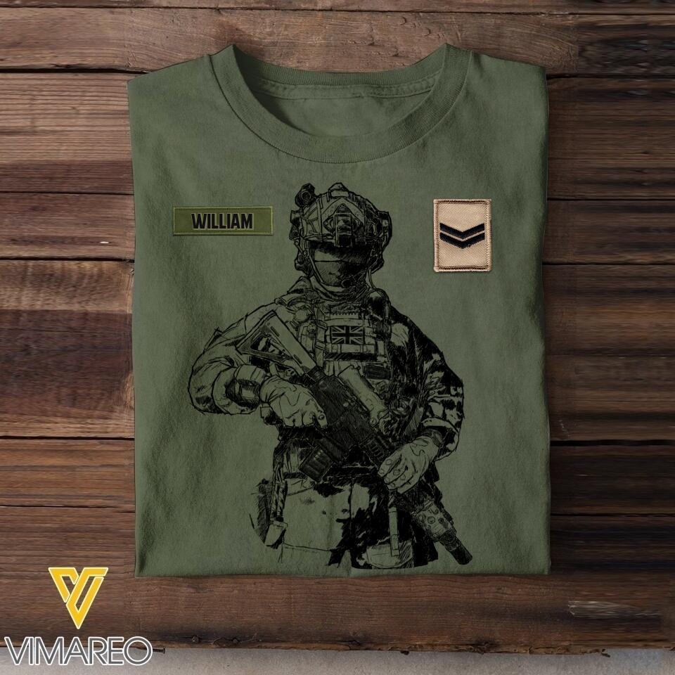 Personalized British Soldier/Veterans Tshirt Printed 22JUL-HQ15