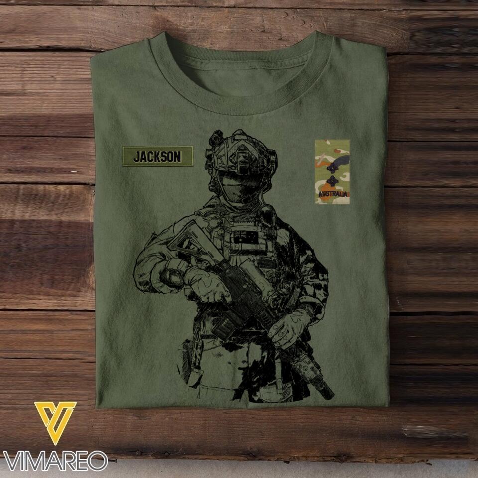 Personalized Australian Soldier/Veterans Tshirt Printed 22JUL-HQ15