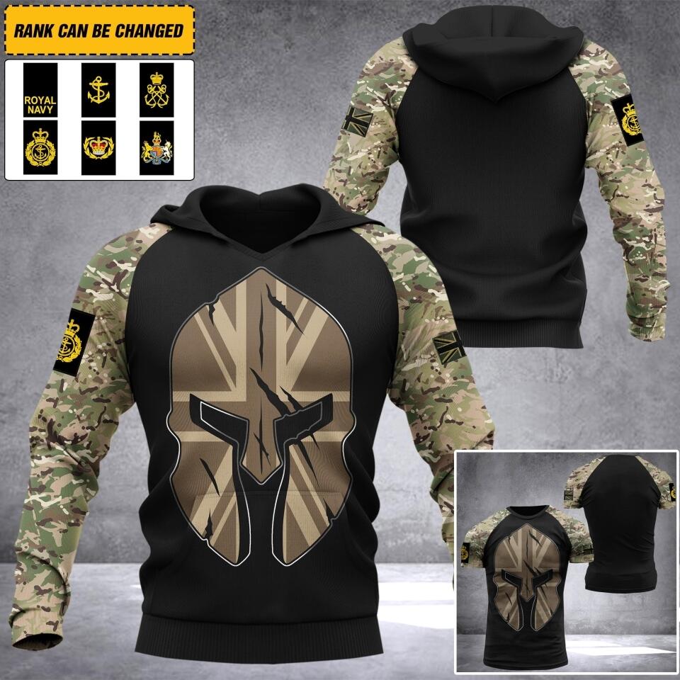 Personalized UK Navy Camo Tshirt or Hoodie 3D Printed QTDT2006