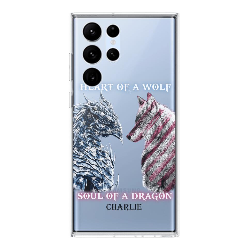 Personalized Heart Of A Wolf Soul Of A Dragon Silicon Phonecase NQHC2006