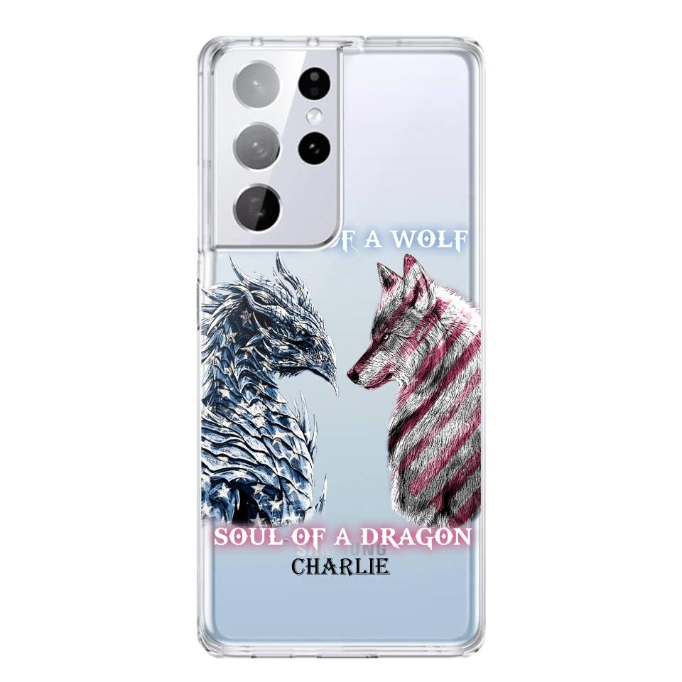 Personalized Heart Of A Wolf Soul Of A Dragon Silicon Phonecase NQHC2006