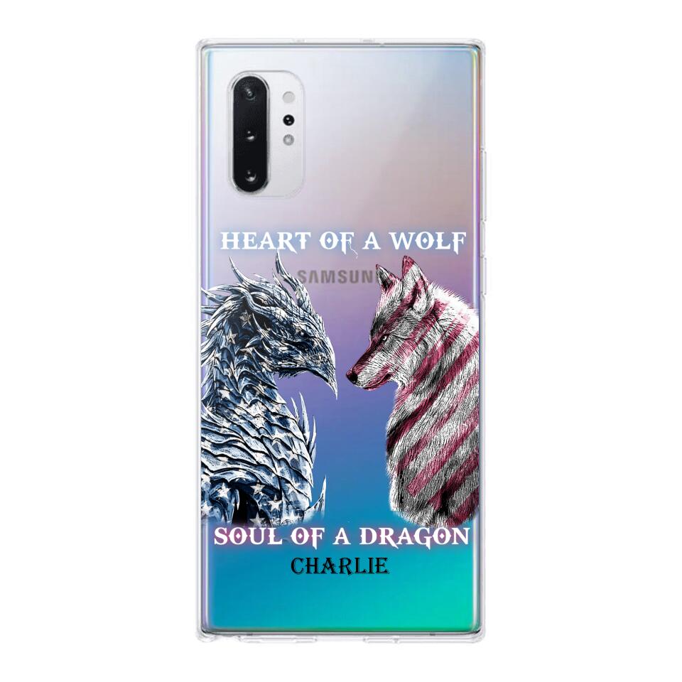 Personalized Heart Of A Wolf Soul Of A Dragon Silicon Phonecase NQHC2006