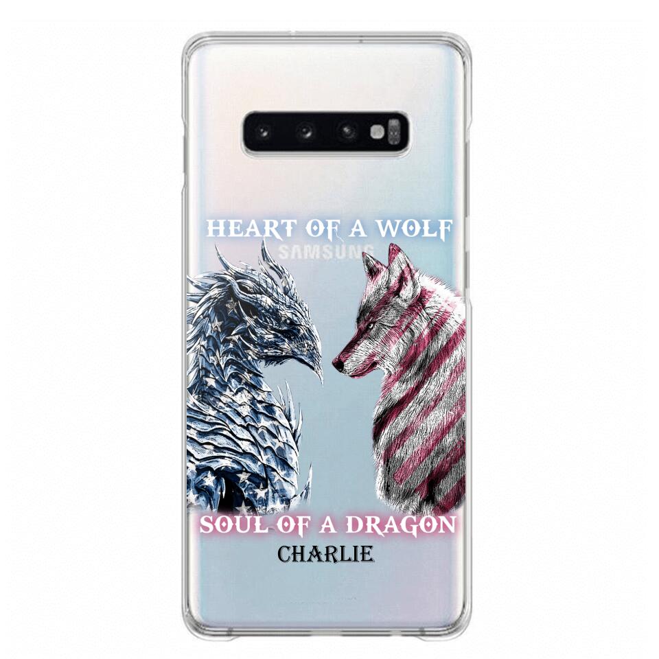 Personalized Heart Of A Wolf Soul Of A Dragon Silicon Phonecase NQHC2006