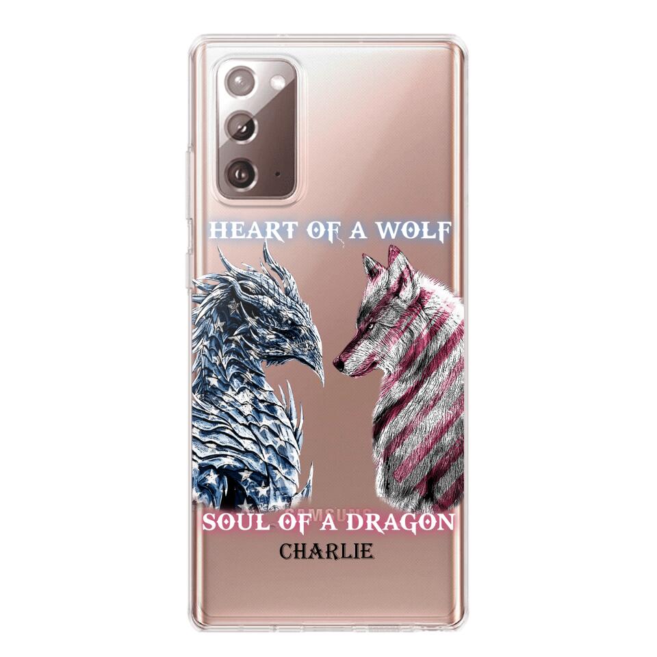 Personalized Heart Of A Wolf Soul Of A Dragon Silicon Phonecase NQHC2006