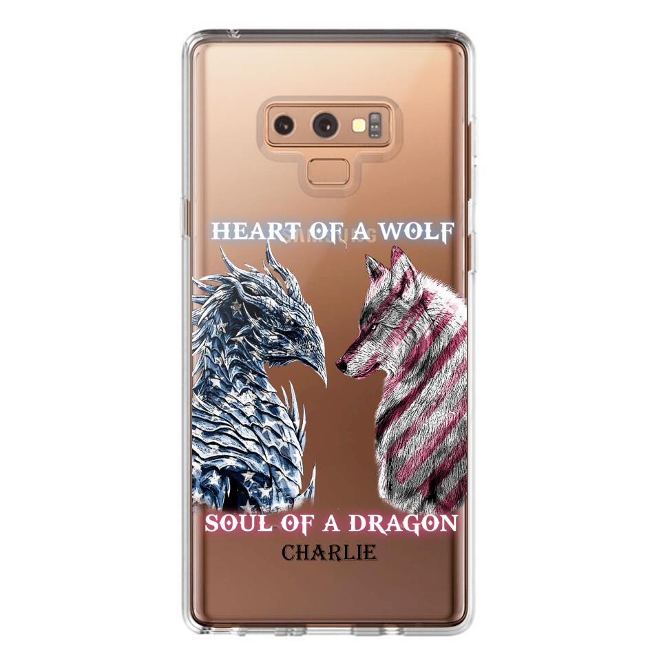Personalized Heart Of A Wolf Soul Of A Dragon Silicon Phonecase NQHC2006