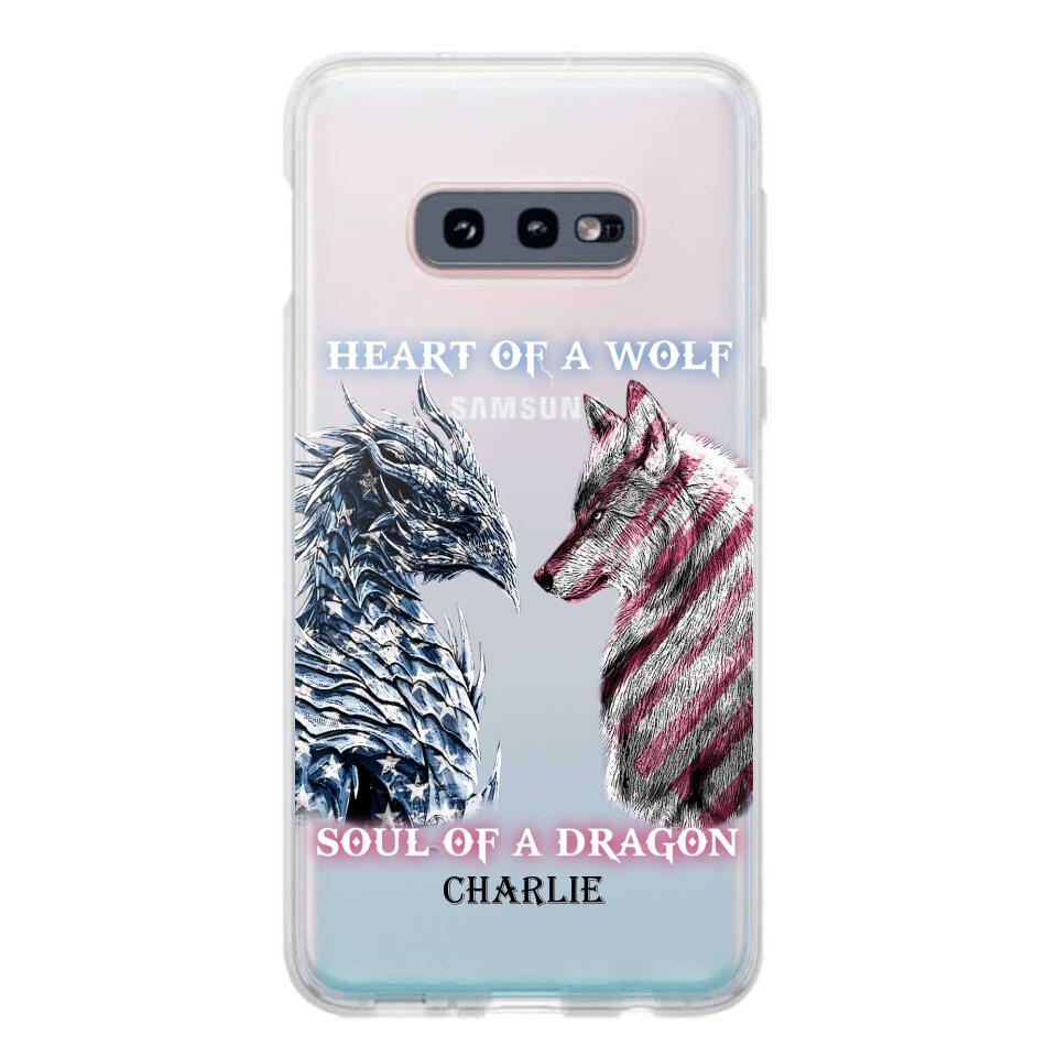 Personalized Heart Of A Wolf Soul Of A Dragon Silicon Phonecase NQHC2006