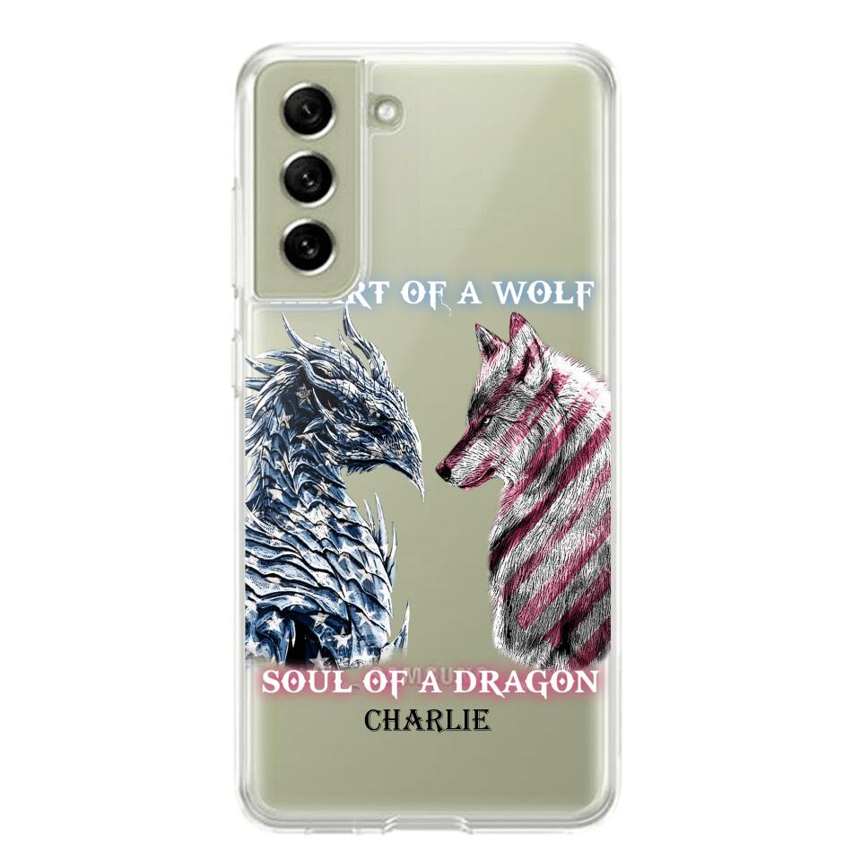 Personalized Heart Of A Wolf Soul Of A Dragon Silicon Phonecase NQHC2006