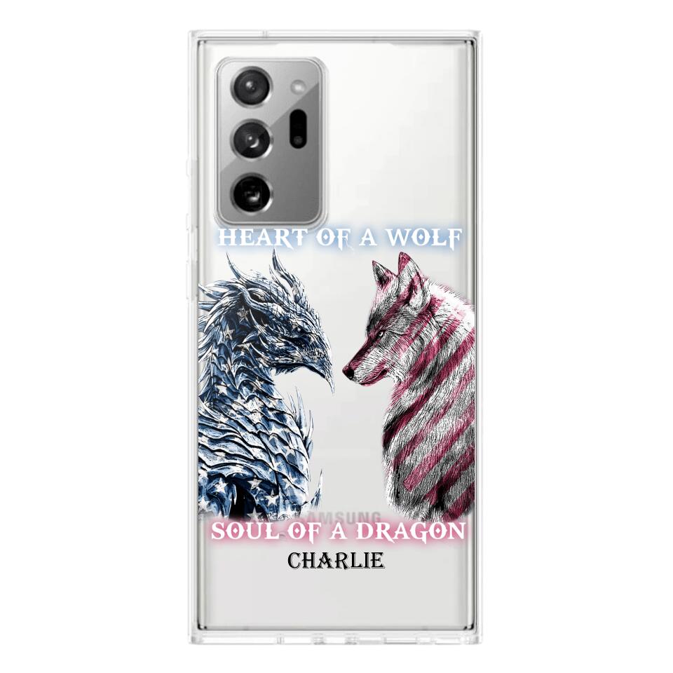 Personalized Heart Of A Wolf Soul Of A Dragon Silicon Phonecase NQHC2006