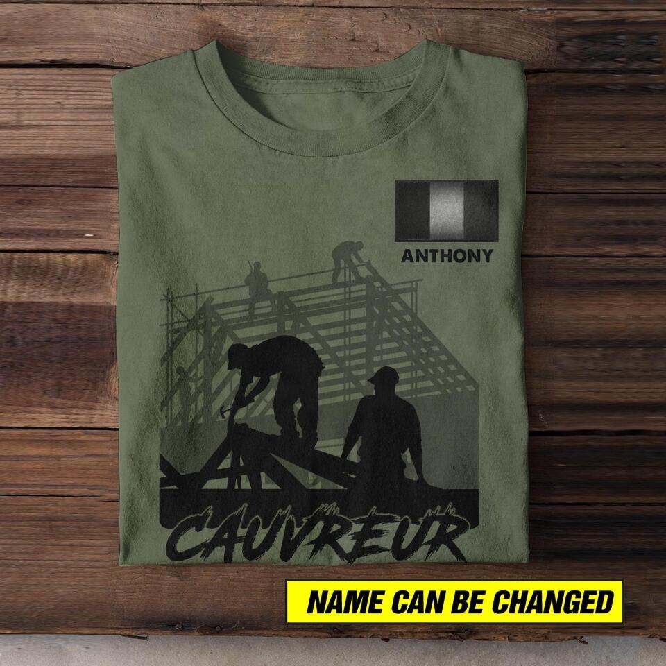 Personalized French Roofer Tshirt Printed 22JUL-HC20