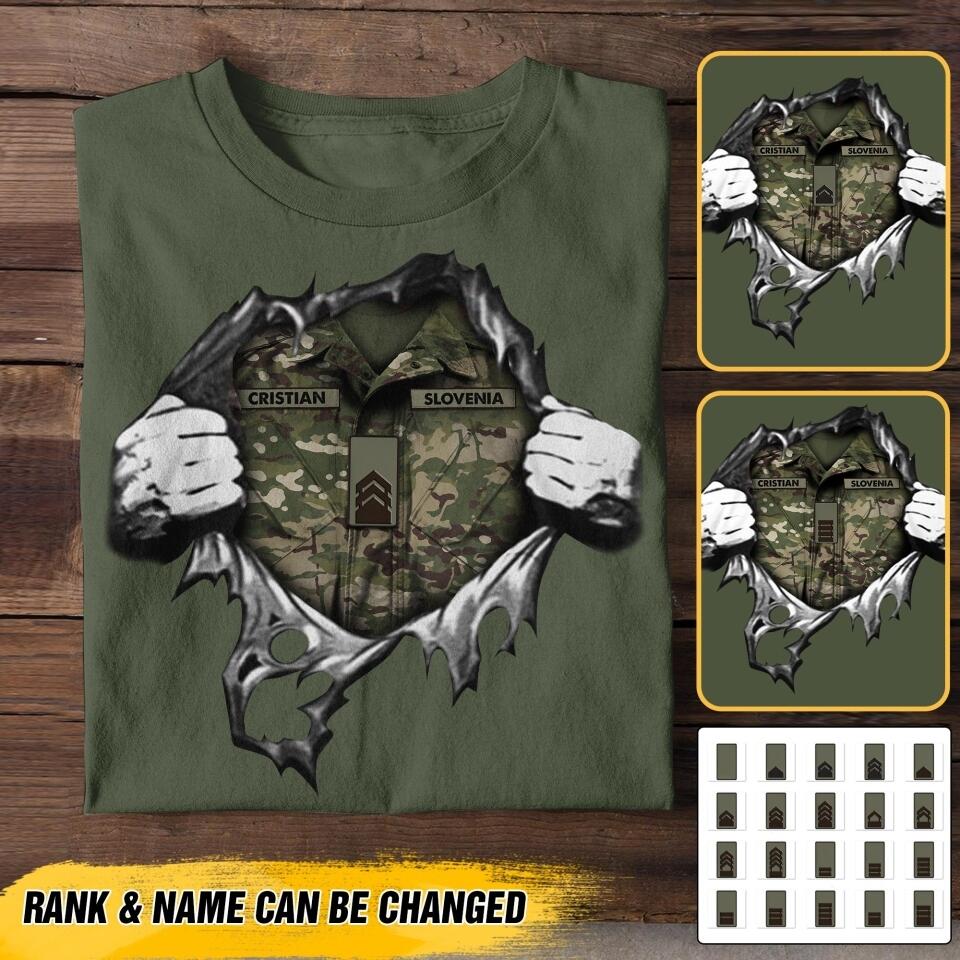 Personalized Slovenian Army/Soldier Tshirt Printed 22JUL-HC21