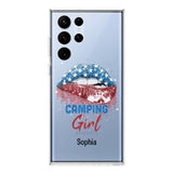 Personalized Camping Girl Us Flag Silicon Phonecase NQHC2206