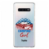 Personalized Camping Girl Us Flag Silicon Phonecase NQHC2206