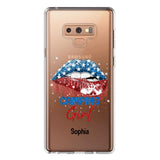 Personalized Camping Girl Us Flag Silicon Phonecase NQHC2206