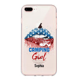 Personalized Camping Girl Us Flag Silicon Phonecase NQHC2206