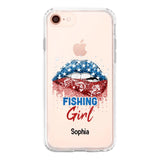 Personalized Fishing Girl Us Flag Silicon Phonecase NQHC2206