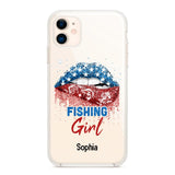 Personalized Fishing Girl Us Flag Silicon Phonecase NQHC2206