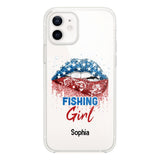 Personalized Fishing Girl Us Flag Silicon Phonecase NQHC2206