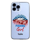 Personalized Fishing Girl Us Flag Silicon Phonecase NQHC2206