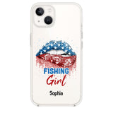 Personalized Fishing Girl Us Flag Silicon Phonecase NQHC2206