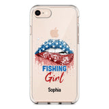 Personalized Fishing Girl Us Flag Silicon Phonecase NQHC2206