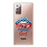 Personalized Fishing Girl Us Flag Silicon Phonecase NQHC2206
